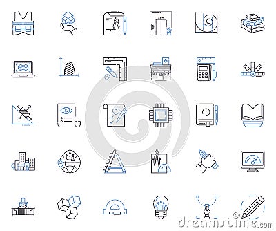 Computing machinery line icons collection. Processor, Memory, Storage, Input, Output, Algorithm, Control vector and Vector Illustration