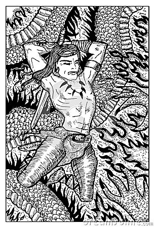 Conan Warrior Barbarian, hand drawn illustration Vector Illustration