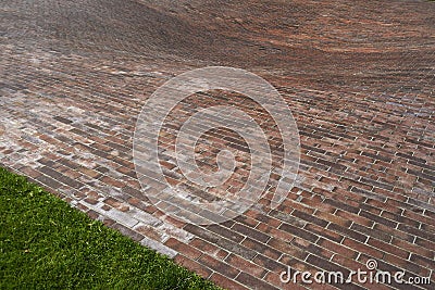Concave red brick platform Stock Photo
