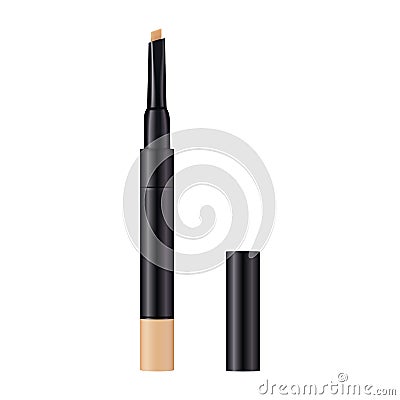 Concealer make up design template. 3d realistic product. Cosmetics isolated on white Vector Illustration