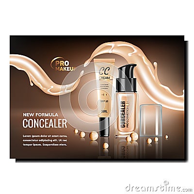 Concealer Makeup Cream Promotional Banner Vector Vector Illustration