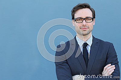 Conceited elegant businessman with arms crossed Stock Photo