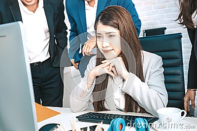 Concentrate young beautiful business woman working with computer Stock Photo