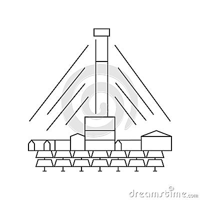 Concentrated Solar Thermal color line icon. CST power plant station. Vector Illustration