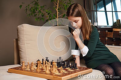 Chess player schoolgirl Stock Photo