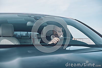 Concentrating on the road. Stock Photo