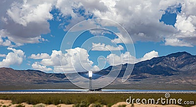 Concentrating solar power, CSP. Tower and mirrors, solar thermal energy, United States Stock Photo