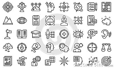 Concentration of attention icons set outline vector. Goal focus Vector Illustration