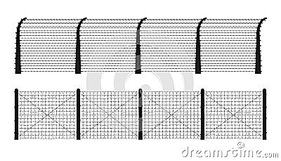 Concentration camp fence silhouettes. Vector Illustration