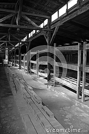 Concentration camp interior barrack Editorial Stock Photo