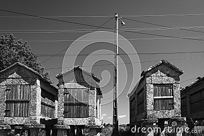 Concentrations of granaries from Beresmo Spain Stock Photo