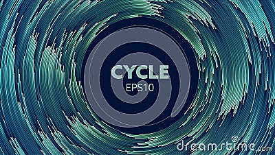 Concentric abstract vector particle motion with trail. Circle pattern tunnel Vector Illustration