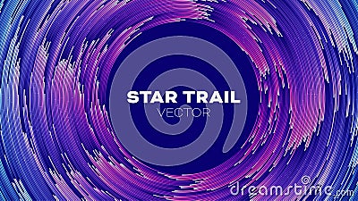 Concentric abstract vector particle motion with trail. Circle pattern tunnel. Orbit star tail Vector Illustration
