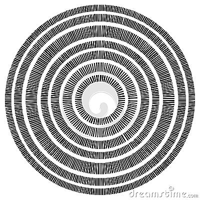 Concentric circle element made of rectangles. Geometric circle d Vector Illustration