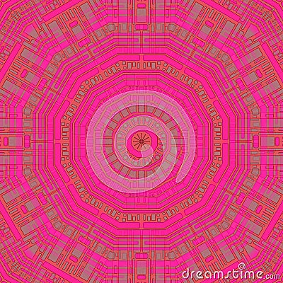 Concentric circle pattern magenta orange brown Stock Photo