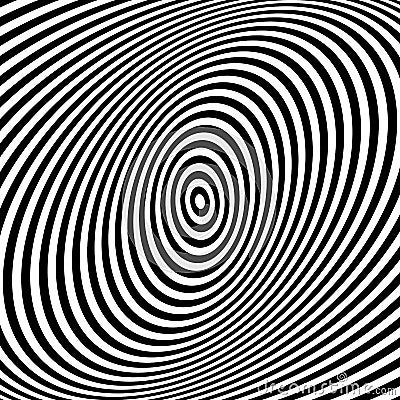 Concentric circles forming a spiral. Ovals, ellipses pattern Vector Illustration