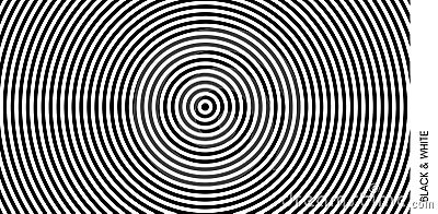 Concentric circles pattern. Black and white design with optical illusion. Abstract striped background. Vector illustration Vector Illustration