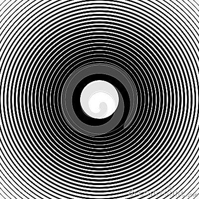 Concentric circles, radial lines patterns. Monochrome abstract Vector Illustration