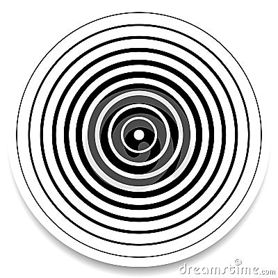 Concentric circles, rings abstract geometric element. Ripple, impact effect Vector Illustration