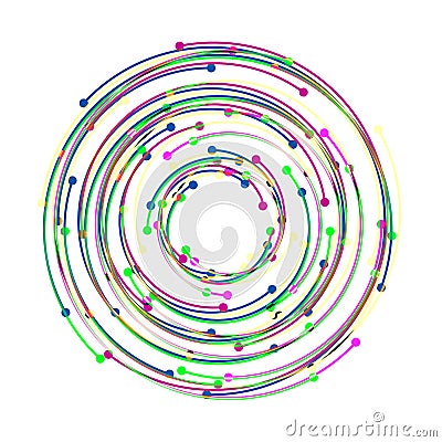 Concentric circulating, circle line and point. Abstract vortex line and dot background. Illustration for design Vector Illustration
