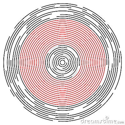 Concentric circulating, circle lines red color. Abstract vortex line background. Vector illustration for design your website Cartoon Illustration