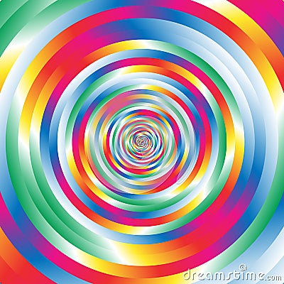 Concentric colorful spiral w random circles. Abstract circular p Vector Illustration