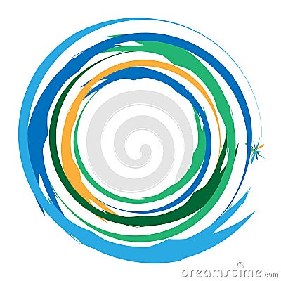 Concentric / grungy circular circle element. Radial, radiating textured / circular, circle shape Vector Illustration
