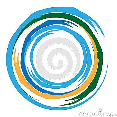 Concentric / grungy circular circle element. Radial, radiating textured / circular, circle shape Vector Illustration