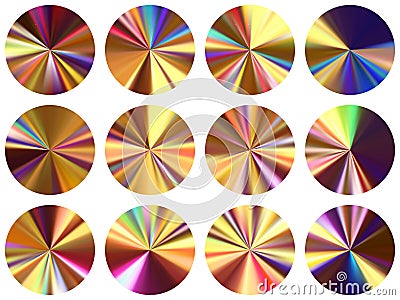 Concentric metallic gradient label elements Vector Illustration