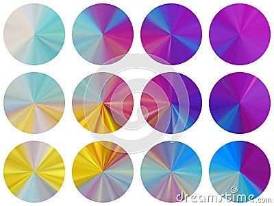 Concentric metallic gradient ui button elements Vector Illustration