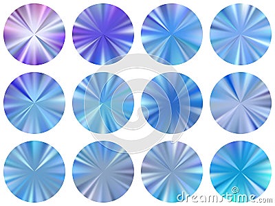 Concentric metallic gradient ui button elements Vector Illustration