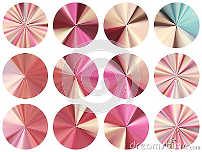 Concentric metallic gradient ux button elements Vector Illustration