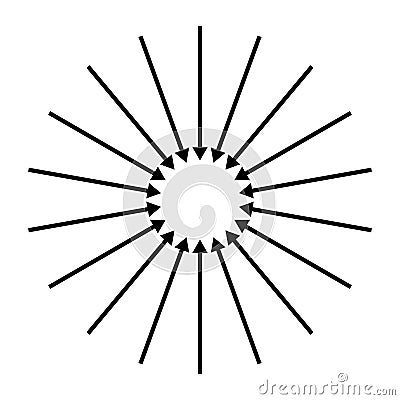 Concentric, radial, radiating arrows. Circular arrow element Vector Illustration