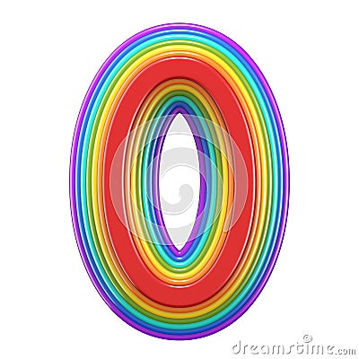 Concentric rainbow number 0 ZERO 3D Cartoon Illustration