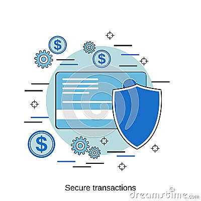 Secure transactions, money protection, financial security, online banking vector concept Vector Illustration