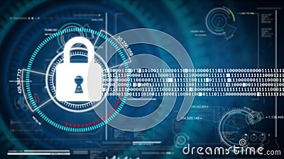 Concept abstrait de degré de sécurité de serrure d'animation de fond sur HUD et fond futuriste de cyber pour le concept de sécuri Concept abstrait de degré de sécurité de serrure d'animation de fond sur HUD et fond futuriste de cyber pour le concept de sécuri