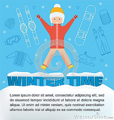 The concept of active rest and joyful pastime. Flat illustration Vector Illustration