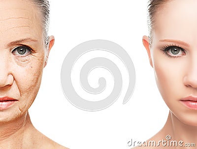 Concept of aging and skin care Stock Photo