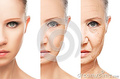 Concept of aging and skin care isolated Stock Photo