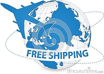 Concept of Airplane, Air Craft Shipping Around the World for Transportation Concept. Vector Illustration
