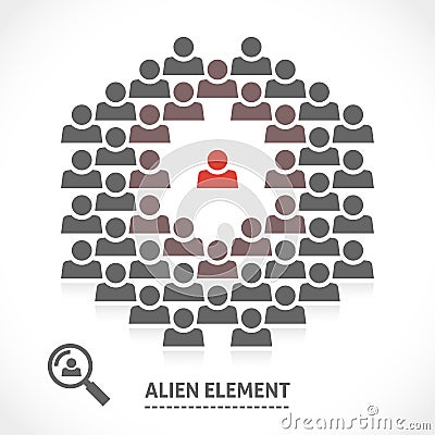 Concept of alien element inside a team Vector Illustration