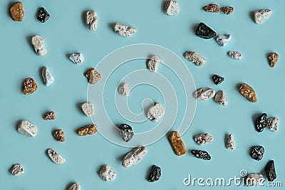 Concept we are all different.Colorful pebbles stones for decoration and for hand made works. Ð¡olorful stone Stock Photo