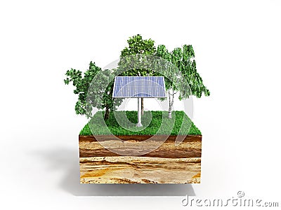 Concept of alternative energy 3d illustration of cross section o Cartoon Illustration