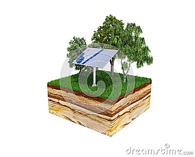 Concept of alternative energy 3d illustration of cross section o Cartoon Illustration