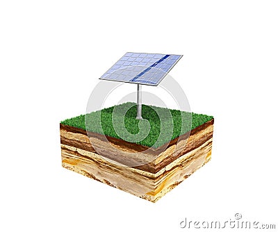 Concept of alternative energy 3d illustration of cross section o Cartoon Illustration