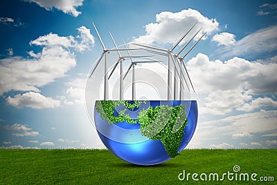 The concept of alternative energy with windmills - 3d rendering Stock Photo