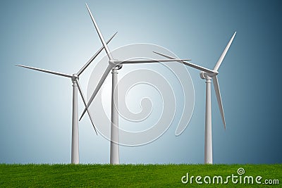 The concept of alternative energy with windmills - 3d rendering Stock Photo