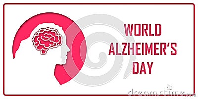 Concept Alzheimer disease September 21. Alzheimer s world day. Elderly people silhouette in paper cut style with shadow. Space for Vector Illustration