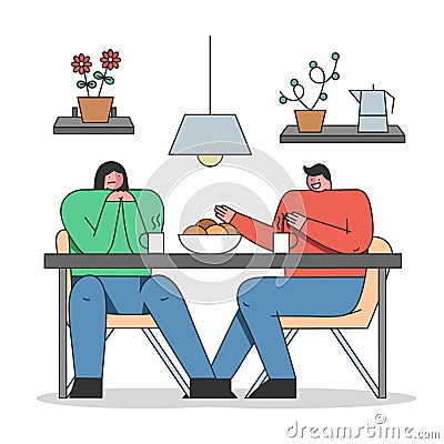 Concept Of Annoying Friend. Annoying and Intrusive Admirer Trying Unsuccessfully Have A Conversation Vector Illustration