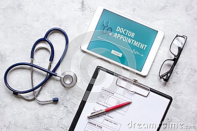 Concept of appointment to doctor online top view Stock Photo